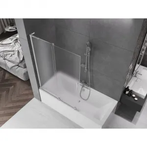 MEXEN/S - Velar L dvojkrídlová posuvná vaňová zástena 120 x 150, dekor, chróm 896-120-003-31-01