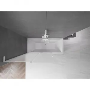 MEXEN/S - Velar L dvojkrídlová posuvná vaňová zástena 120 x 150, dekor, biela 896-120-003-31-20