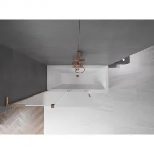 MEXEN/S - Velar L dvojkrídlová posuvná vaňová zástena 120 x 150, dekor, meď kartáčovaná 896-120-003-31-65