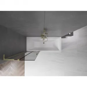 MEXEN/S - Velar L dvojkrídlová posuvná vaňová zástena 75 x 150, grafit, zlatá kartáčovaná 896-075-003-41-55