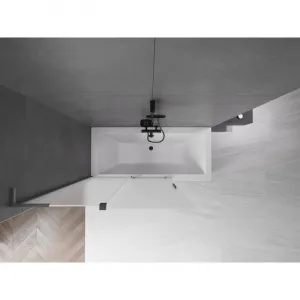 MEXEN/S - Velar L dvojkrídlová posuvná vaňová zástena 120 x 150, dekor, grafit kartáčovaná 896-120-003-31-66