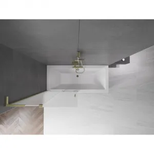 MEXEN/S - Velar L dvojkrídlová posuvná vaňová zástena 90 x 150, dekor, zlatá kartáčovaná 896-090-003-31-55