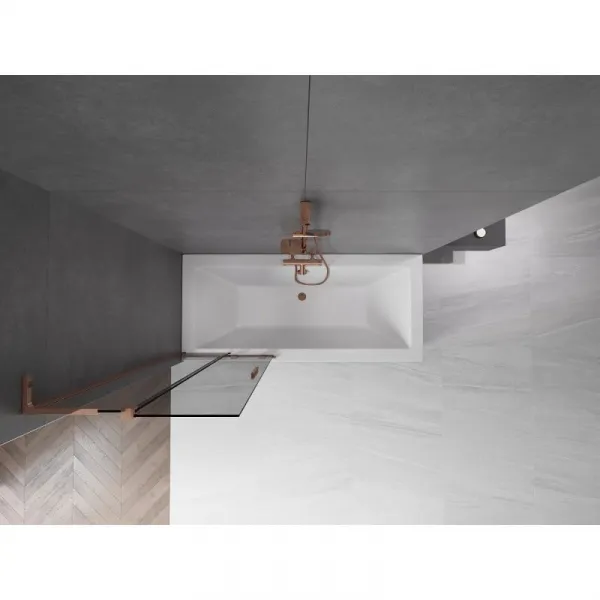 MEXEN/S - Velar L dvojkrídlová posuvná vaňová zástena 75 x 150, grafit, ružové zlato 896-075-003-41-60