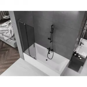 MEXEN/S - Velar L dvojkrídlová posuvná vaňová zástena 70 x 150, grafit, grafit kartáčovaná 896-070-003-41-66
