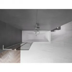 MEXEN/S - Velar L dvojkrídlová posuvná vaňová zástena 75 x 150, grafit, nikel kartáčovaný 896-075-003-41-97