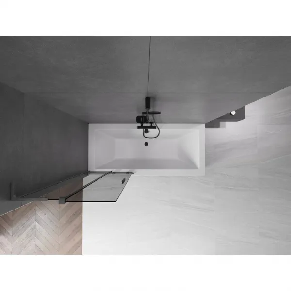 MEXEN/S - Velar L dvojkrídlová posuvná vaňová zástena 75 x 150, grafit, grafit kartáčovaná 896-075-003-41-66