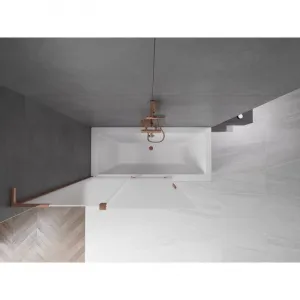 MEXEN/S - Velar L dvojkrídlová posuvná vaňová zástena 120 x 150, dekor, ružové zlato 896-120-003-31-60