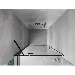 MEXEN/S - Mist-H sprchové dvere krídlové ľavé 70, transparent, čierna 8A5-070-000-70-00-L