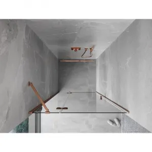 MEXEN/S - Mist-H sprchové dvere krídlové ľavé 80, transparent, meď kartáčovaná 8A5-080-000-65-00-L