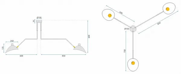 TooLight Stropné svietidlo APP569-3C čierne