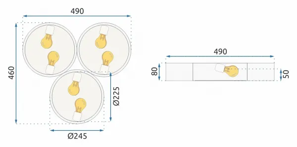 TooLight Stropné svietidlo APP878-C 3x40cm Triple biele