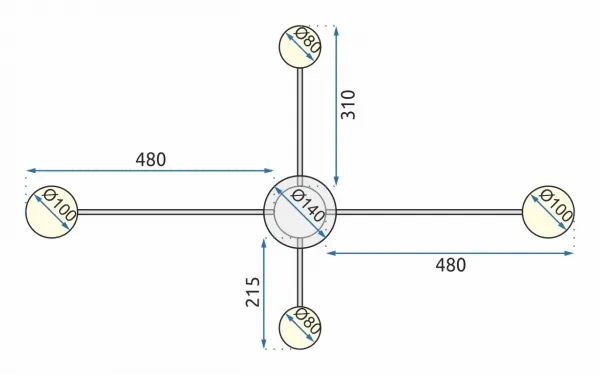 TooLight Stropné svietidlo Elegant Four LED