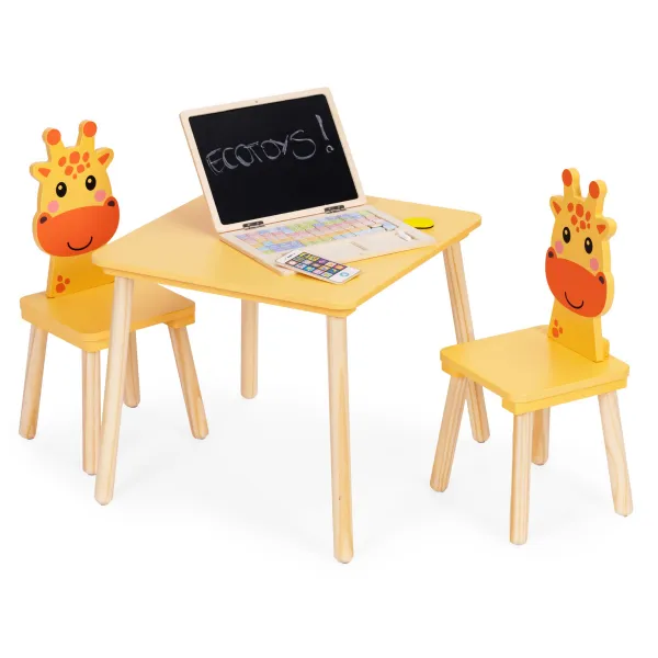 ECOTOYS Sada dětského nábytku ŽIRAFA žlutá