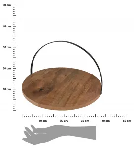 H&S Decoration Kulatý podnos z mangového dřeva TRAYCO 38 cm hnědý