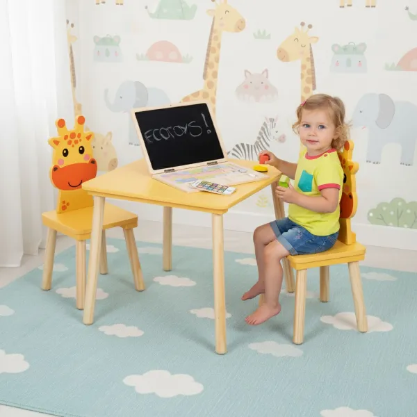 ECOTOYS Sada dětského nábytku ŽIRAFA žlutá