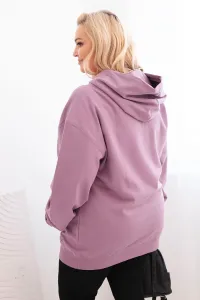 Legínovo Dámska mikina s očkami Plus Size bavlnená s kapucňou a klokaním vreckom horčicová Farba: Tmavoružová, Veľkosť: 2XL