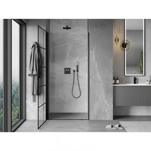 MEXEN - MIST dverná časť (1d) 70x200 cm 6mm čierna, dekor, ľavé 8A2-070-000-70-77-L