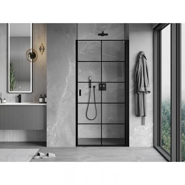 MEXEN - MIST dverná časť (1d) 80x200 cm 6mm čierna, dekor, pravé 8A2-080-000-70-77-P