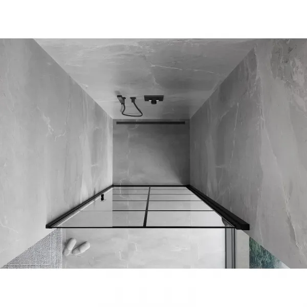 MEXEN - MIST dverná časť (1d) 80x200 cm 6mm čierna, dekor, pravé 8A2-080-000-70-77-P