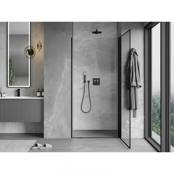 MEXEN - MIST dverná časť (1d) 80x200 cm 6mm čierna, okraj, pravé 8A2-080-000-70-70-P