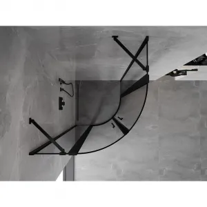 MEXEN - MIST dverná časť štvrťkruhová (2d2s) 90x90x200 cm 6mm čierna, okraj 8A32-090-090-70-70