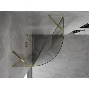 MEXEN - MIST dverná časť štvrťkruhová (2d2s) 80x80x200 cm 6mm zlatá, číra 8A32-080-080-50-00