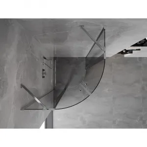 MEXEN - MIST dverná časť štvrťkruhová (2d2s) 80x80x200 cm 6mm chróm, číra 8A32-080-080-01-00
