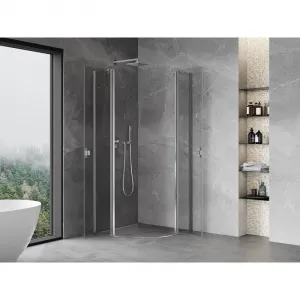 MEXEN - MIST dverná časť štvrťkruhová (2d2s) 80x80x200 cm 6mm chróm, číra 8A32-080-080-01-00