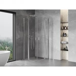 MEXEN - MIST dverná časť štvrťkruhová (2d2s) 80x80x200 cm 6mm chróm, číra 8A32-080-080-01-00