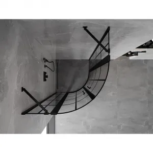 MEXEN - MIST dverná časť štvrťkruhová (2d2s) 90x90x200 cm 6mm čierna, dekor 8A32-090-090-70-77