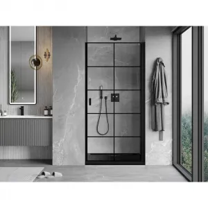 MEXEN - MIST dverná časť (1d) 80x200 cm 6mm čierna, dekor, pravé 8A2-080-000-70-77-P