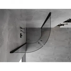 MEXEN - MIST dverná časť štvrťkruhová (2d) 80x80x200 cm 6mm čierna, číra 8A31-080-080-70-00