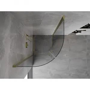 MEXEN - MIST dverná časť štvrťkruhová (2d) 80x80x200 cm 6mm zlatá, číra 8A31-080-080-50-00