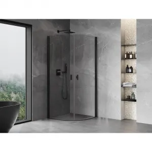 MEXEN - MIST dverná časť štvrťkruhová (2d) 80x80x200 cm 6mm čierna, číra 8A31-080-080-70-00