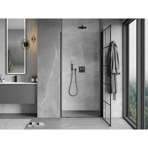 MEXEN - MIST dverná časť (1d) 80x200 cm 6mm čierna, dekor, pravé 8A2-080-000-70-77-P