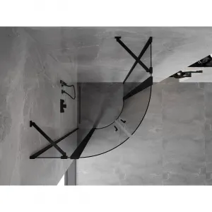 MEXEN - MIST dverná časť štvrťkruhová (2d2s) 80x80x200 cm 6mm čierna, číra 8A32-080-080-70-00