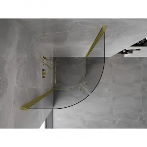 MEXEN - MIST dverná časť štvrťkruhová (2d) 70x70x200 cm 6mm zlatá kartáčovaná, číra 8A31-070-070-55-00
