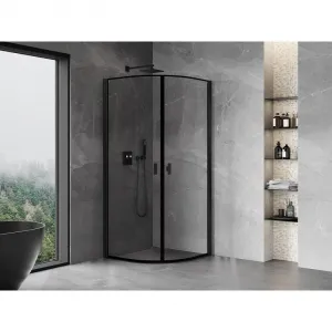 MEXEN - MIST dverná časť štvrťkruhová (2d) 80x80x200 cm 6mm čierna, okraj 8A31-080-080-70-70