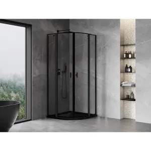 MEXEN - MIST dverná časť štvrťkruhová (2d2s) 80x80x200 cm 6mm čierna, okraj 8A32-080-080-70-70