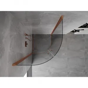 MEXEN - MIST dverná časť štvrťkruhová (2d) 70x70x200 cm 6mm meď kartáčovaná, číra 8A31-070-070-65-00