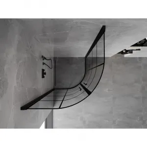 MEXEN - MIST dverná časť štvrťkruhová (2d) 80x80x200 cm 6mm čierna, dekor 8A31-080-080-70-77