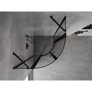 MEXEN - MIST dverná časť štvrťkruhová (2d2s) 80x80x200 cm 6mm čierna, okraj 8A32-080-080-70-70