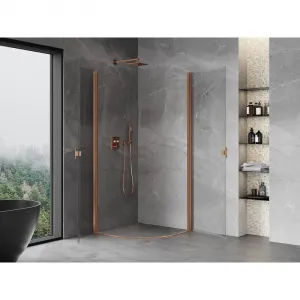 MEXEN - MIST dverná časť štvrťkruhová (2d) 70x70x200 cm 6mm meď kartáčovaná, číra 8A31-070-070-65-00