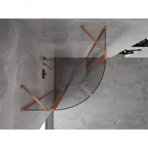 MEXEN - MIST dverná časť štvrťkruhová (2d2s) 100x100x200 cm 6mm meď kartáčovaná, číra 8A32-100-100-65-00