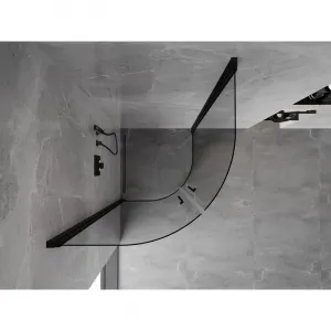 MEXEN - MIST dverná časť štvrťkruhová (2d) 70x70x200 cm 6mm čierna, číra 8A31-070-070-70-00