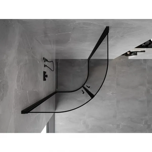 MEXEN - MIST dverná časť štvrťkruhová (2d) 70x70x200 cm 6mm čierna, okraj 8A31-070-070-70-70