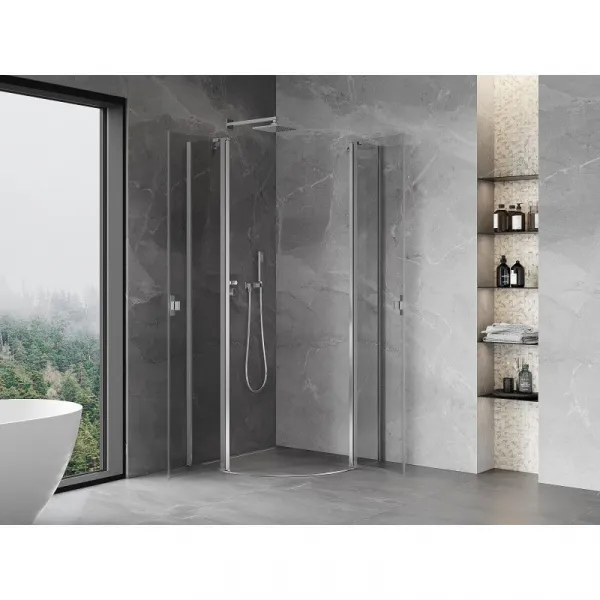MEXEN - MIST dverná časť štvrťkruhová (2d2s) 90x90x200 cm 6mm chróm, číra 8A32-090-090-01-00