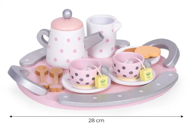 ECOTOYS Drevená čajová súprava TEACUTIE ružová/fialová