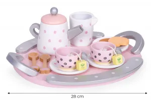 ECOTOYS Drevená čajová súprava TEACUTIE ružová/fialová