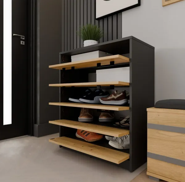 TP Living Botník ALEX 74 cm antracitový/dub artisan